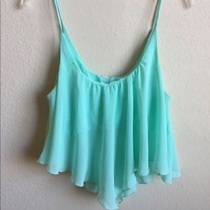 Turquoise Sheer Half Top/Tube Top Swimsuit Coverup